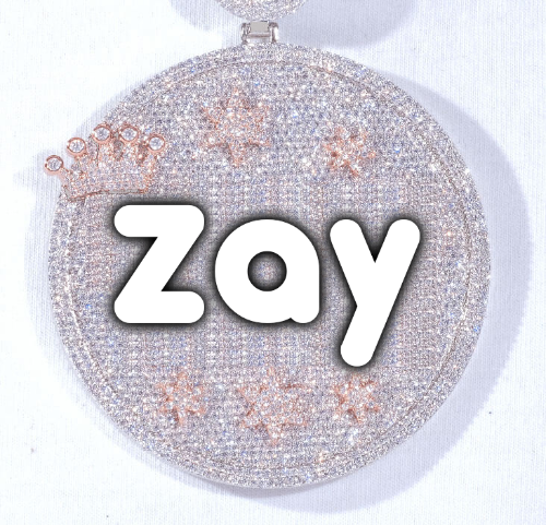 CUSTOM LETTER NECKLACE 3D BIG CROWN DISC