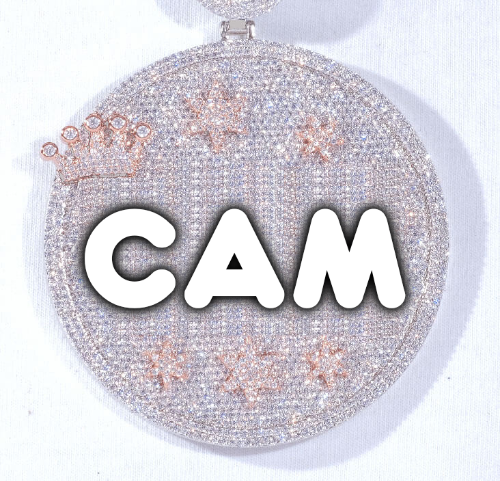 CUSTOM LETTER NECKLACE 3D BIG CROWN DISC