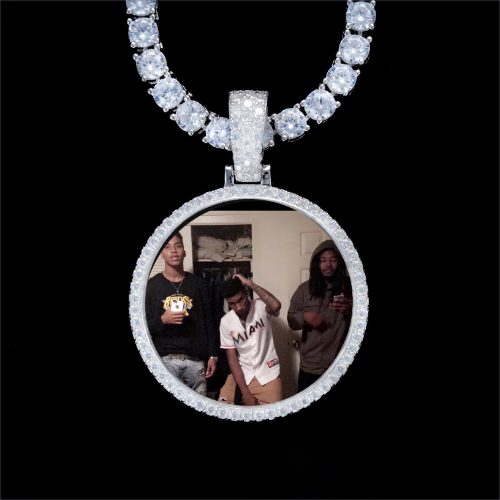 925S & VVS Moissanite 3D Circle Custom Picture Pendant