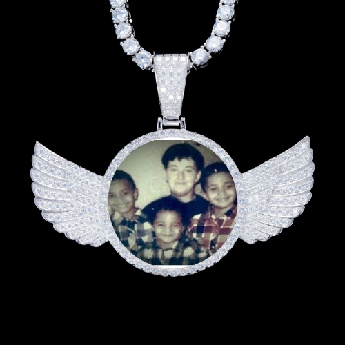 925S & VVS Moissanite 3D Wing Custom Picture Pendant