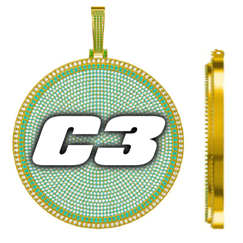 CUSTOM LETTER NECKLACE 3D BIG DISC
