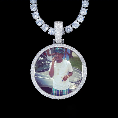 925S & VVS Moissanite 3D Circle Custom Picture Pendant