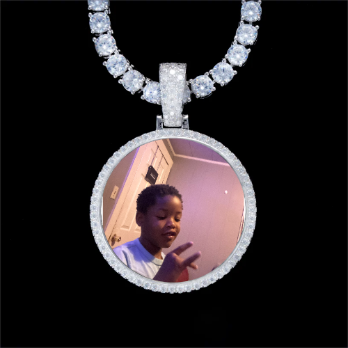 925S & VVS Moissanite 3D Circle Custom Picture Pendant