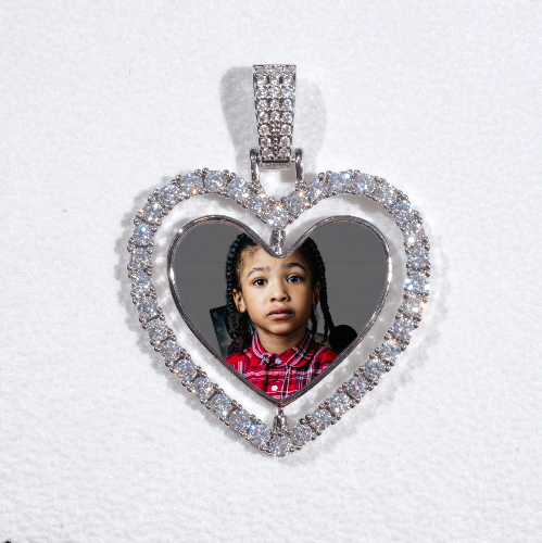3D Spinning 2-Faced Heart Custom Picture Pendant