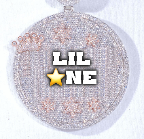 CUSTOM LETTER NECKLACE 3D BIG CROWN DISC