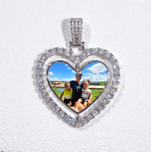 3D Spinning 2-Faced Heart Custom Picture Pendant