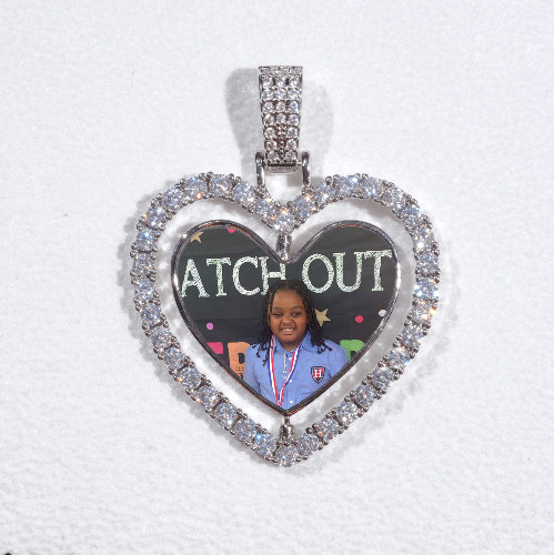 3D Spinning 2-Faced Heart Custom Picture Pendant
