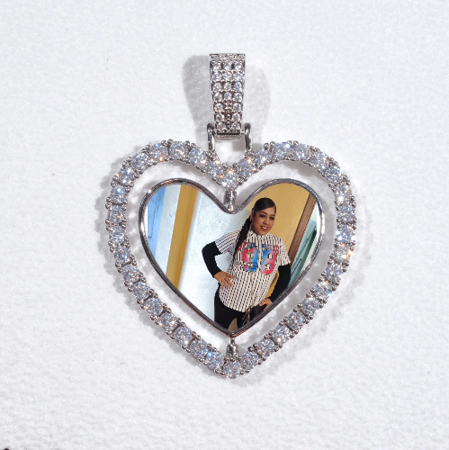 3D Spinning 2-Faced Heart Custom Picture Pendant