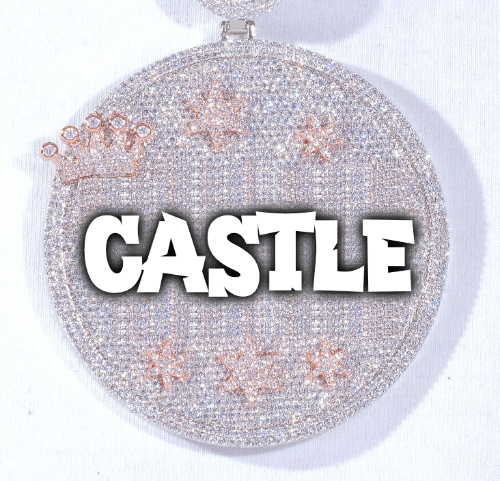 CUSTOM LETTER NECKLACE 3D BIG CROWN DISC