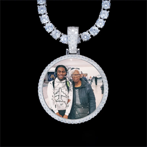 925S & VVS Moissanite 3D Circle Custom Picture Pendant