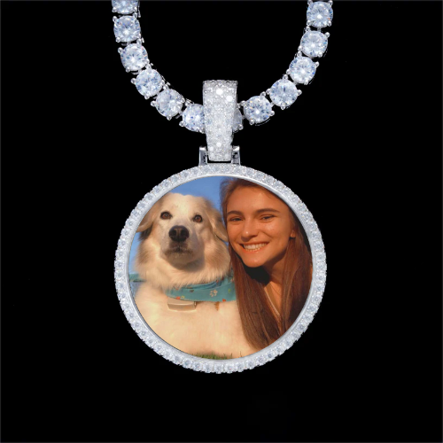 925S & VVS Moissanite 3D Circle Custom Picture Pendant