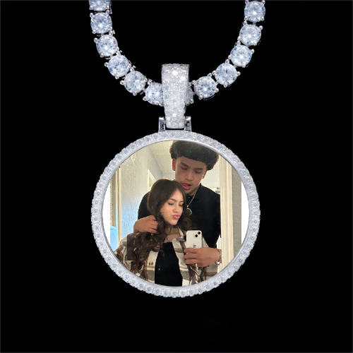 925S & VVS Moissanite 3D Circle Custom Picture Pendant