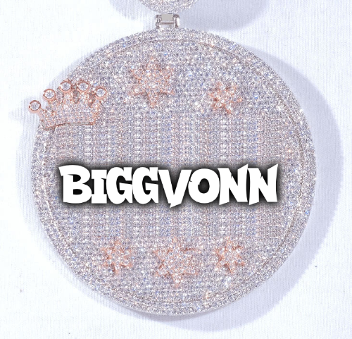 CUSTOM LETTER NECKLACE 3D BIG CROWN DISC