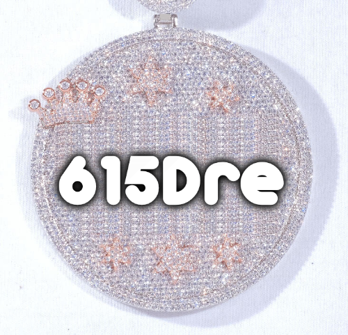 CUSTOM LETTER NECKLACE 3D BIG CROWN DISC