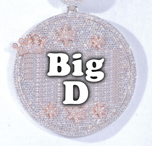 CUSTOM LETTER NECKLACE 3D BIG CROWN DISC