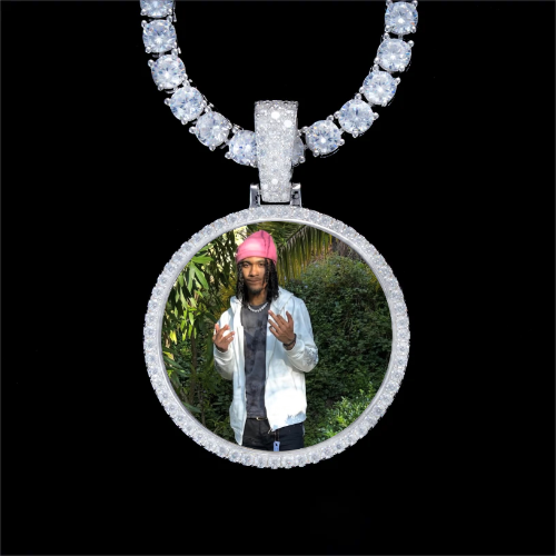 925S & VVS Moissanite 3D Circle Custom Picture Pendant