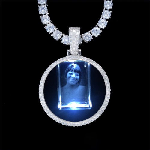 925S & VVS Moissanite 3D Circle Custom Picture Pendant