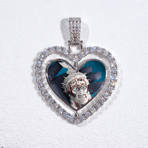 3D Spinning 2-Faced Heart Custom Picture Pendant