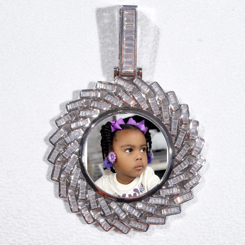 Large 3D Baguette Custom Picture Pendant