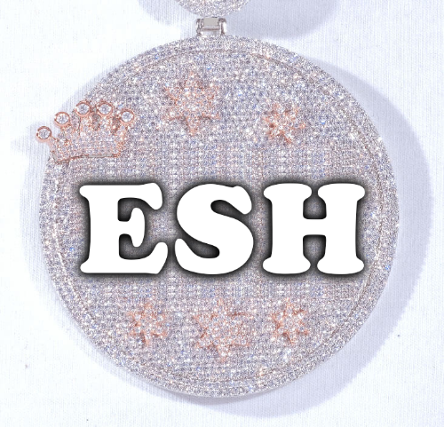 CUSTOM LETTER NECKLACE 3D BIG CROWN DISC