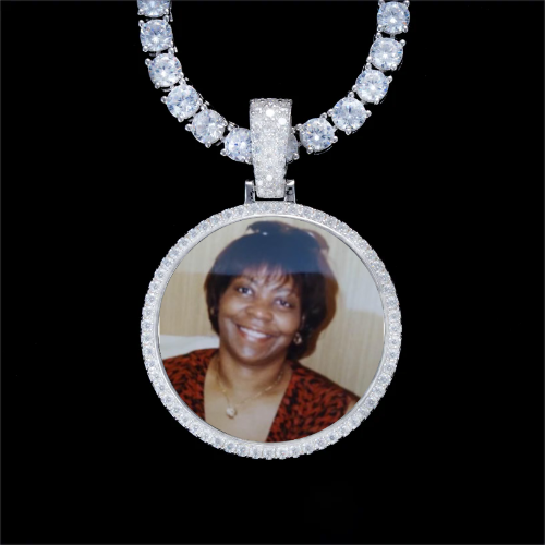 925S & VVS Moissanite 3D Circle Custom Picture Pendant