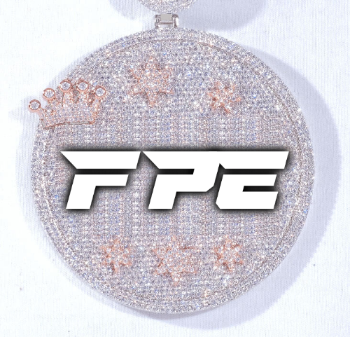 CUSTOM LETTER NECKLACE 3D BIG CROWN DISC