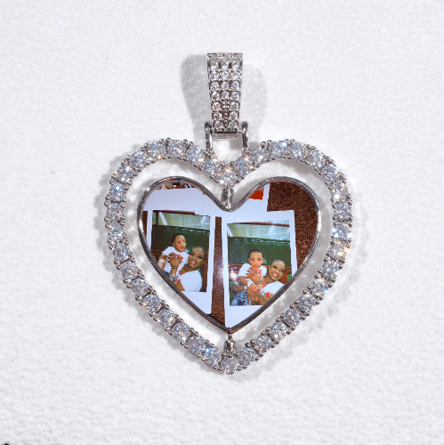 3D Spinning 2-Faced Heart Custom Picture Pendant