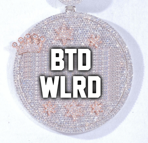 CUSTOM LETTER NECKLACE 3D BIG CROWN DISC