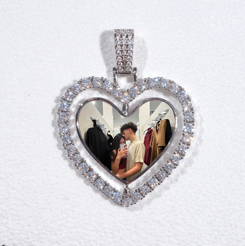 3D Spinning 2-Faced Heart Custom Picture Pendant