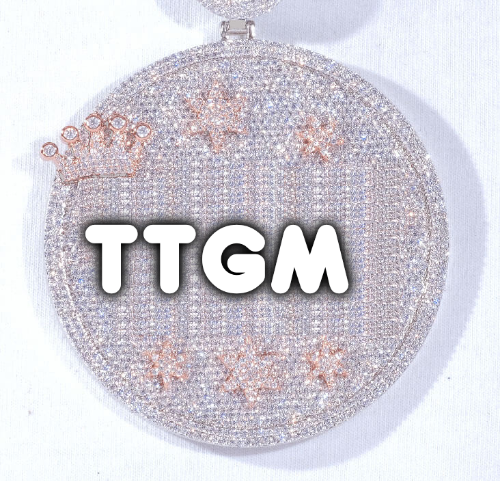 CUSTOM LETTER NECKLACE 3D BIG CROWN DISC