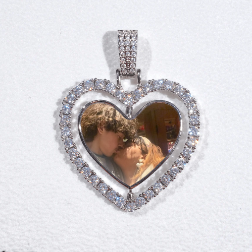 3D Spinning 2-Faced Heart Custom Picture Pendant