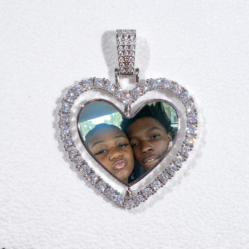 3D Spinning 2-Faced Heart Custom Picture Pendant