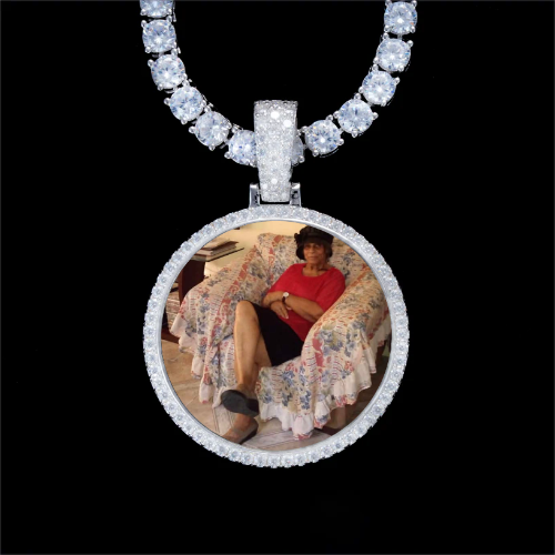 925S & VVS Moissanite 3D Circle Custom Picture Pendant