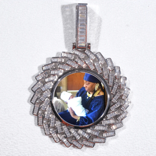 Large 3D Baguette Custom Picture Pendant
