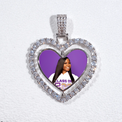 3D Spinning 2-Faced Heart Custom Picture Pendant