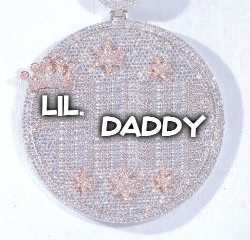 CUSTOM LETTER NECKLACE 3D BIG CROWN DISC