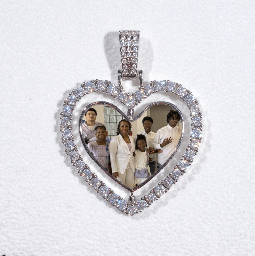 3D Spinning 2-Faced Heart Custom Picture Pendant