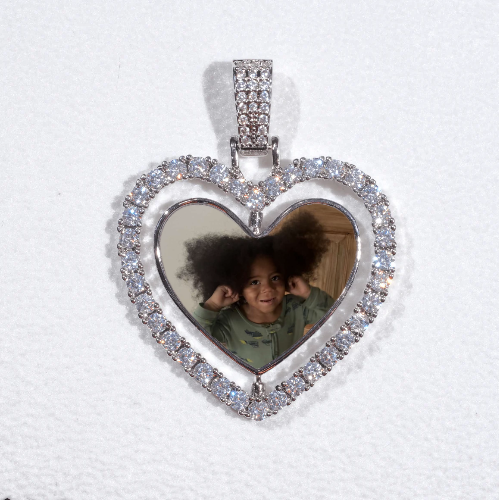 3D Spinning 2-Faced Heart Custom Picture Pendant