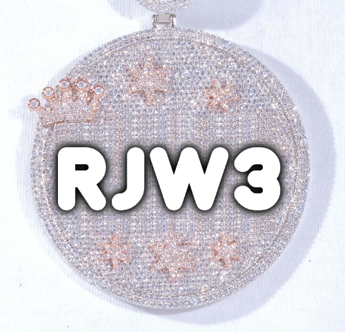 CUSTOM LETTER NECKLACE 3D BIG CROWN DISC