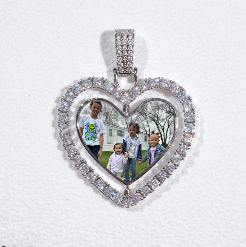 3D Spinning 2-Faced Heart Custom Picture Pendant