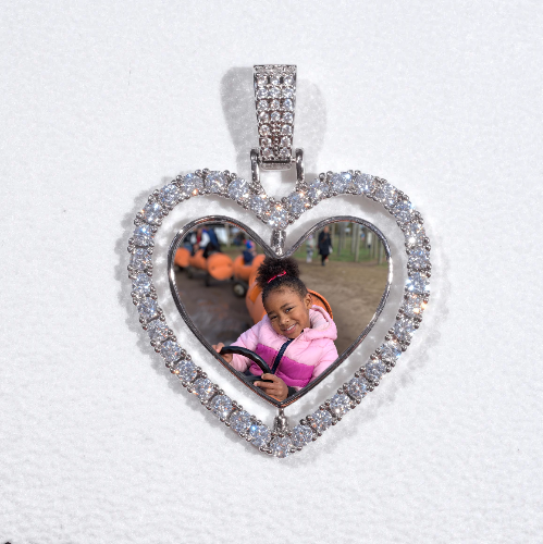 3D Spinning 2-Faced Heart Custom Picture Pendant