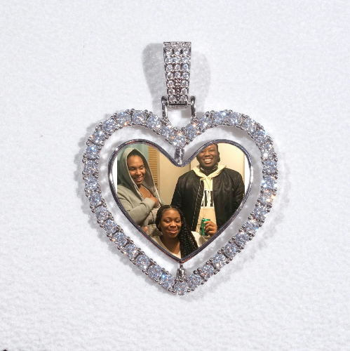 3D Spinning 2-Faced Heart Custom Picture Pendant
