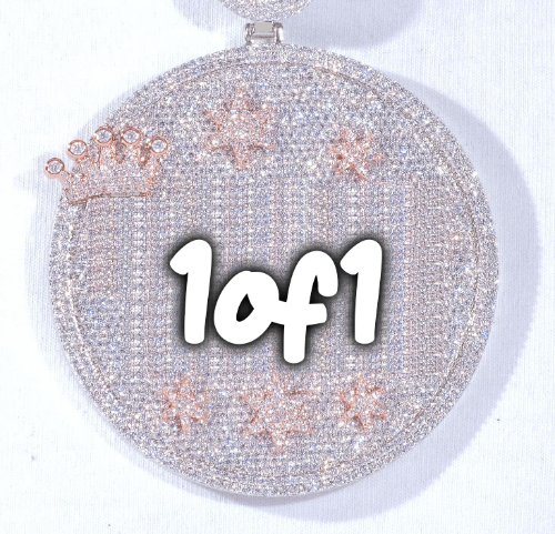 CUSTOM LETTER NECKLACE 3D BIG CROWN DISC
