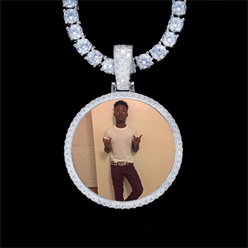 925S & VVS Moissanite 3D Circle Custom Picture Pendant