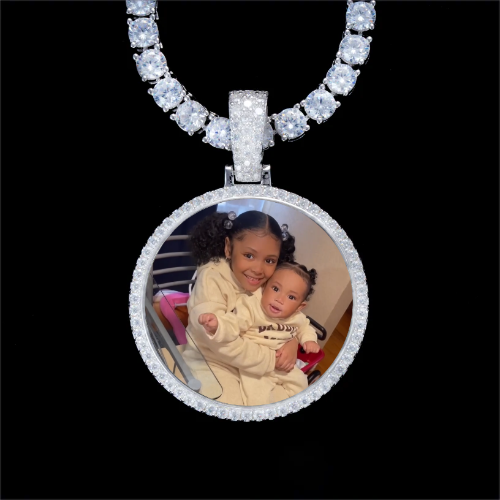 925S & VVS Moissanite 3D Circle Custom Picture Pendant