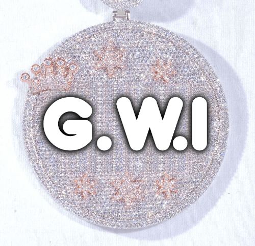 CUSTOM LETTER NECKLACE 3D BIG CROWN DISC