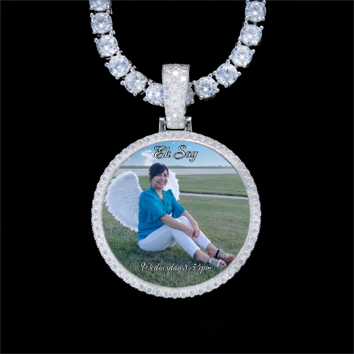 925S & VVS Moissanite 3D Circle Custom Picture Pendant