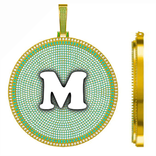 CUSTOM LETTER NECKLACE 3D BIG DISC