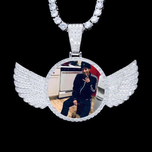 925S & VVS Moissanite 3D Wing Custom Picture Pendant