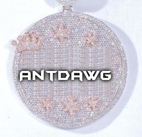 CUSTOM LETTER NECKLACE 3D BIG CROWN DISC